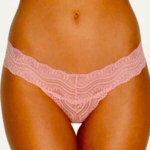 Fredericks of Hollywood Peach Lace Flora Thong Set‎ of 3 NEW